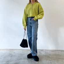 画像をギャラリービューアに読み込む, half zip short knit pullover
