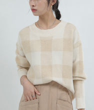 画像をギャラリービューアに読み込む, Plaid cropped knit
