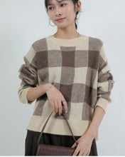 画像をギャラリービューアに読み込む, Plaid cropped knit
