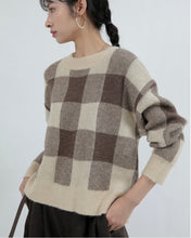 画像をギャラリービューアに読み込む, Plaid cropped knit
