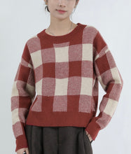 画像をギャラリービューアに読み込む, Plaid cropped knit
