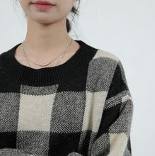 画像をギャラリービューアに読み込む, Plaid cropped knit
