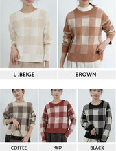 画像をギャラリービューアに読み込む, Plaid cropped knit
