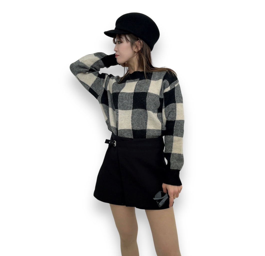 Plaid cropped knit